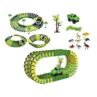 Imagem de Pista Trilho Track Carro Hot Weel Carrinho Dinossauro 52 Pç - Wellmix