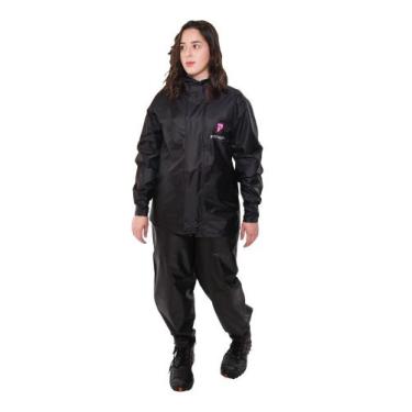 Imagem de Conjunto Feminino Capa de Chuva em Nylon Pioneira Urban Moto, Preto, P