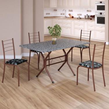 Imagem de Conjunto Sala de Jantar Mesa Retangular 120x75cm Tampo Granito Ocre 4 