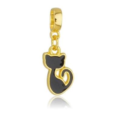 Imagem de Berloque Gato com Resina Banhado a Ouro 18k - Work Semijoias