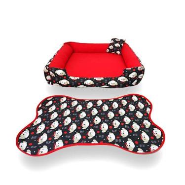 Imagem de cama retangular com zíper cama cachorro grande até 28kg +tapete pra co