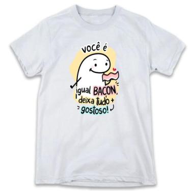 Imagem de 1 Camiseta Dia dos Namorados Flork Vc é igual Bacom deixa tudo mais Go