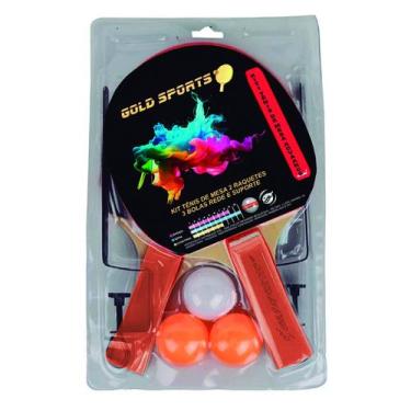 Imagem de Kit tênis de Mesa Gold Sports Advance - 2 raques 3 bolas rede e suport