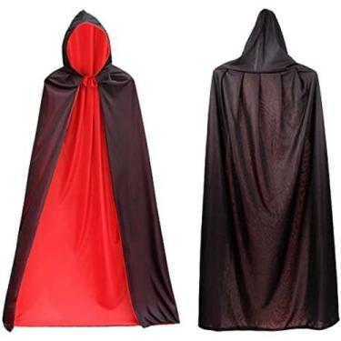 Imagem de Capa com Capuz Adulto 120cm De Bruxa Vampiro Drácula Halloween/ Carnav