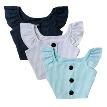 Imagem de Kit Blusinha Cropped Infantil Meninas 3 Peças Look Verão - AK FASHION 
