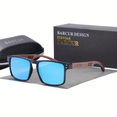 Imagem de Óculos em design de madeira natural com lentes degradê - BARCUR, Azul