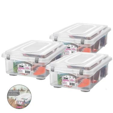 Imagem de Kit 3 Caixa Organizadora Grande 28,2l Multiuso Porta Utensílios Closet