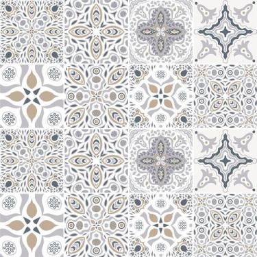 Imagem de Adesivo de Azulejo - Ladrilho Hidráulico - 10cm x 10cm - 16un - 334Azp