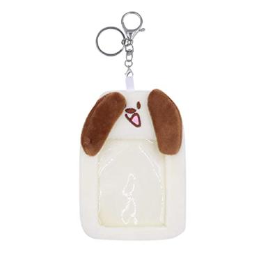 Imagem de Porta-cartões fotográficos felpudos de pelúcia com chaveiro, capa fofa para foto de cachorrinho, porta-cartão de crédito, protetor de papelaria