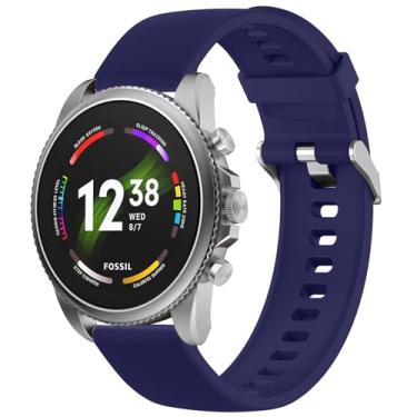 Imagem de Pulseira de relógio de liberação rápida de 22 mm compatível com Fossil Gen 6 44 mm/Gen 5E 44 mm/masculina Gen 5 Carlyle, pulseiras de silicone femininas e masculinas compatíveis com smartwatch Fossil,