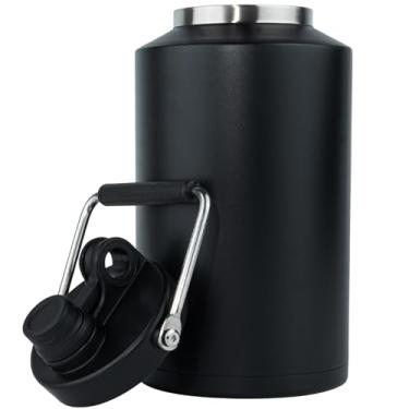Imagem de Kerilyn Insulated Jug with Handle, One Gallon, 128oz Stainless Steel, Large Double Vacuum Water Bottle for Hot & Cold Drinks, Wide Mouth, Sweat Proof, Great for Travel, Hiking & Camping, Black
