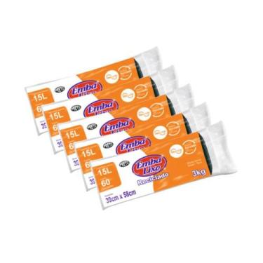 Imagem de Kit 5 Pacotes de Saco de Lixo 15 Litros Preto Embalixo com 60 unidades