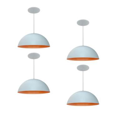 Imagem de Kit 4 Luminária Pendente Meia Lua 34cm Com Interior Laranja Com Fiação