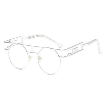 Imagem de JRLLFD Óculos de sol vintage steampunk femininos steam punk redondos óculos de sol para homens UV400,11,tamanho único