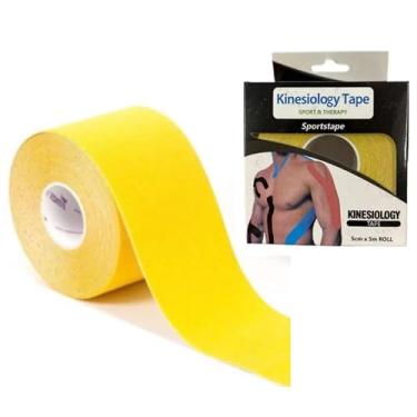 Imagem de Fita Bandagem Elástica Kinesio Tape 5m x 5cm Kinesiology (Amarelo)