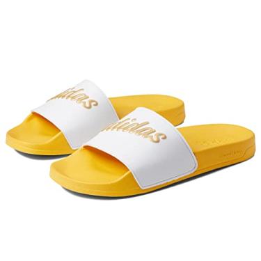 Imagem de adidas Sandália feminina Adilette Slides, Branco/Ouro Metálico/Ouro Negrito, 11
