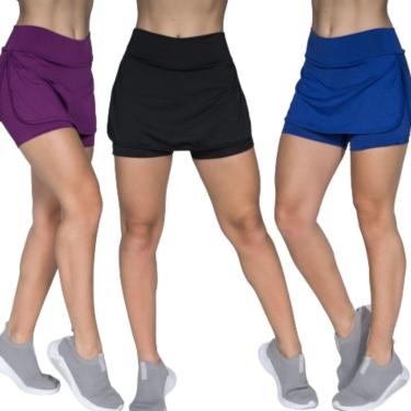 Imagem de KIT 3 Short Saia Curto Fitness Serra e Mar Roupa Para Academia Treino Tapa Bumbum Moda Feminina-Feminino