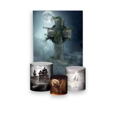 Imagem de Painel De Festa Vertical 1,50 x 2,20 + Trio De Capas Cilindro - Hallow