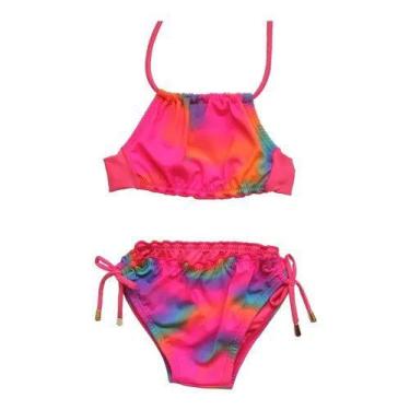 Imagem de Biquini Infantil Cropped Tie Dye Estampado (Infantil) - Red Route, 12,