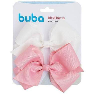 Imagem de Kit com 2 laços com presilha Rosa Branco Buba