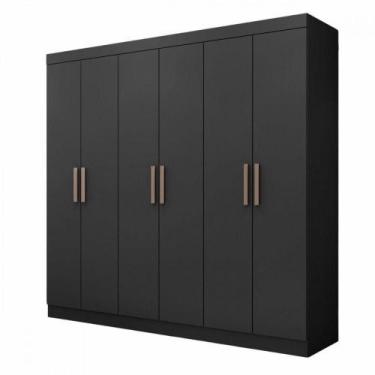 Imagem de Guarda Roupa De Casal Paris 6 Portas Mdp Preto Fosco Maxel Preto Fosco