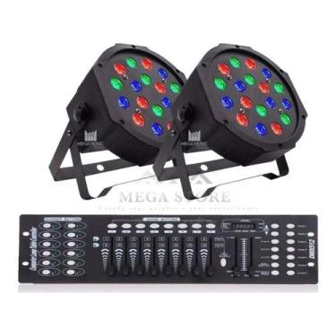Imagem de Kit 2 Canhao De Led 18 Leds 1w Rgb Dmx Iluminacao + Mesa DMX - SHOWTEC