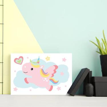 Imagem de Placa Decorativa MDF Infantil Unicornio Nuvem 30x40cm - Quartinhos