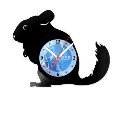 Imagem de Relógio De Parede Disco Vinil Animais - Chinchila - VAN-127 - Modernar