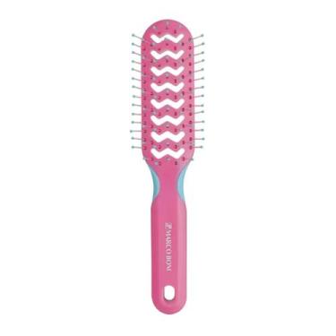 Imagem de Escova Cabelo Vazada Retangular Vibe Collection Marco Boni, Rosa e Azu