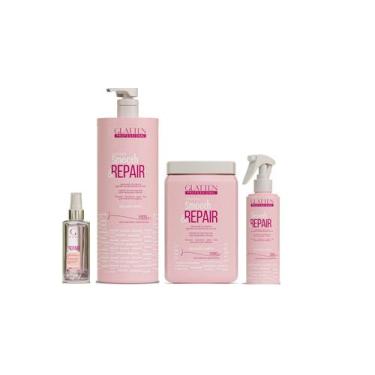 Imagem de Glatten Smooth & Repair Shampoo 1 L e Máscara 1 KG e Leave-in e Sérum