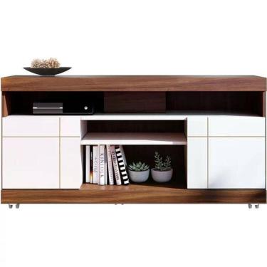 Imagem de Bancada Rack Para Tv 47 Polegadas Nogueira Real Off White