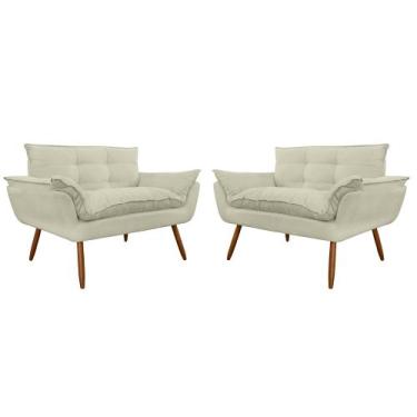Imagem de Combo 02 Namoradeira Poltrona Sofá decorativa 02 Lugares Opalla Pés Pa