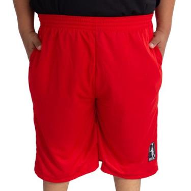 Imagem de Bermuda Basquete Masculina M10 Plus Size Lisa Vermelho, G1