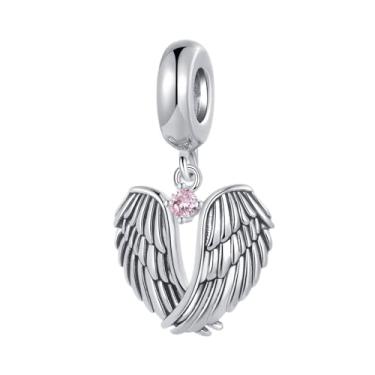 Imagem de MiiFort Wings of Angels Love Protection Zircônia Cúbica Berloque Pingente Pingente Compatível com Pulseiras Pandora Charms, One Size, Cobre, Sem Pedra Preciosa