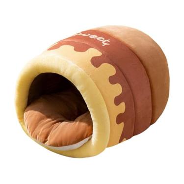 Imagem de Generic Honey Pot Cat Bed Kitten Cave Bed Canil Casa para Pequenos Animais, Condomínio para Casa de Gatos para Filhotes Pomerânia Chihuahua Poodle, M Brown