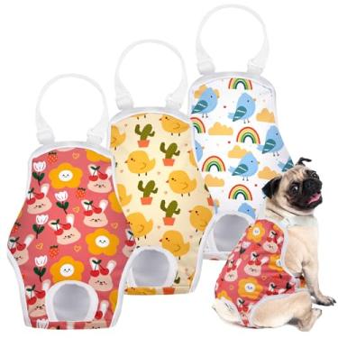 Imagem de MICOOYO Fralda para Cachorro, Macacão, Calcinha Higiênica com Suspensório Ajustável, Calcinha Lavável para Período Menstrual, Fraldas para Cachorro, Roupa Íntima para Animais de Estimação, Fraldas Par
