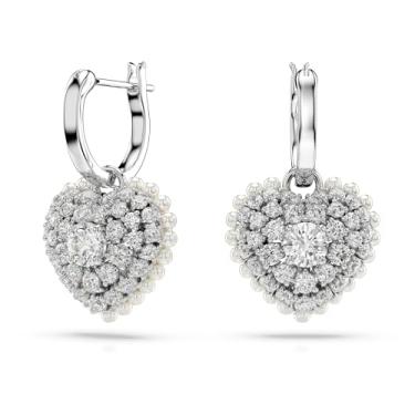 Imagem de Brincos Swarovski Hyperbola, Crystal Pearl, Coração, Branco