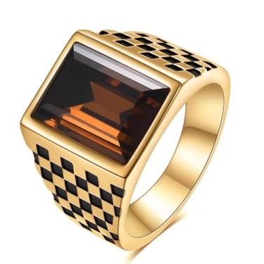 Imagem de MYNENEY Anéis masculinos preto/azul/vermelho/amarelo pedra clássica sinete declaração anel de noivado anel de noivado pedra preciosa anel de pedra preciosa para presente masculino, pedra preciosa, Zircônia cúbica