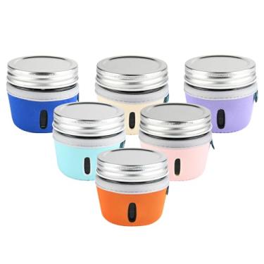 Imagem de Beautyflier 6Pcs Pequenos Isoladores de Pote de Pedreiro Manga, Mangas para Frascos de Vidro de 4Oz com Tampas, Mangas para Frascos de Geléia para Aderência e Proteção, Jaquetas de (, Múltiplo)