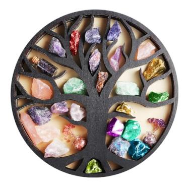 Imagem de Prateleira de exibição de cristal de madeira, árvore da vida, prateleira flutuante para pedras, cristais, armazenamento de óleos essenciais, prateleira montada na parede, decoração de parede estilo