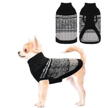 Imagem de Mihachi Suéteres para cães pequenos e médios para meninas e meninos, camisa macia e quente, casaco de cachorro para clima frio, pulôver de malha com gola rolê, roupas de cachorro com orifício para
