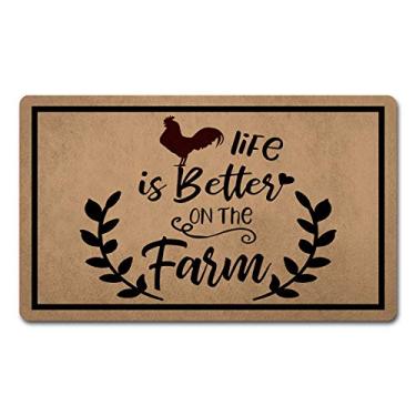 Imagem de Tapetes de porta antiderrapantes Dew XIA engraçados para entrada de casa, tapete de borracha, tapetes de cozinha, tapetes de cozinha e tapetes de 46 cm (L) x 76 cm (C), Life is Better on the Farm, 1