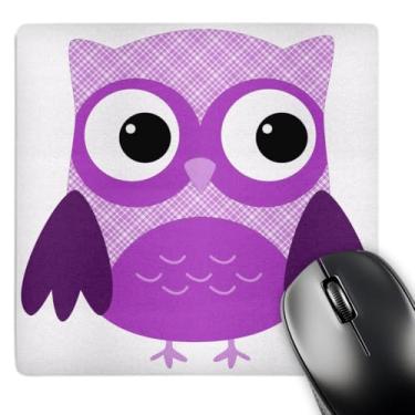 Imagem de 3dRose LLC Mouse pad 20,3 x 20,3 x 0,63 cm, coruja xadrez roxa fofa - (mp_167618_1)