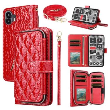 Imagem de Furiet Argyle Capa carteira para celular Nothing Phone 2 com tiracolo/alça de pulso Luxuosa couro PU suporte com zíper bolsa à prova de choque para cartão capa para celular para duas mulheres homens