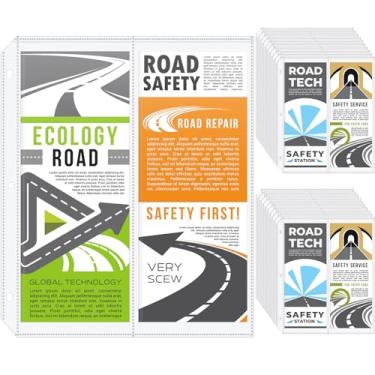 Imagem de Affrolling 50 capas de mapa dobradas com 2 bolsos, protetor de mapa, protetores de página para fichário de 3 anéis, bolsos de 11,4 cm x 28 cm, suporte de folheto, capas para fotos, protetores de folha