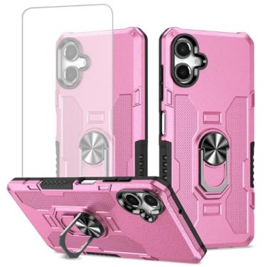 Imagem de Ueokeird Capa para Galaxy A06, capa para Samsung A06 SM-A065F com protetor de tela de vidro temperado, proteção resistente com anel de metal suporte magnético capa de telefone para Samsung Galaxy A06