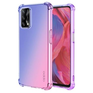 Imagem de Vokuha Capa de telefone para Oppo A74 4G/Oppo F19/F19S 4G/A95 4G/Reno6 Lite CHP2219, capa protetora traseira de TPU à prova de choque para Oppo A74 4G azul/rosa