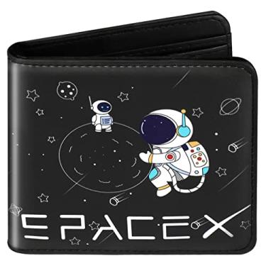 Imagem de Carteira Kawaii fofa rosa estética feminina de couro descolado para identidade e dinheiro, carteira feminina com bloqueio de RFID e bolso para moedas, janela para documento de identificação, feminina, dobrável, menina pequena, Espaço