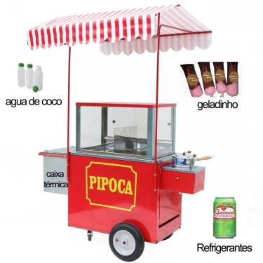 Imagem de Carrinho de pipoca doce e salgada com caixa térmica com gelox - Mod 4229