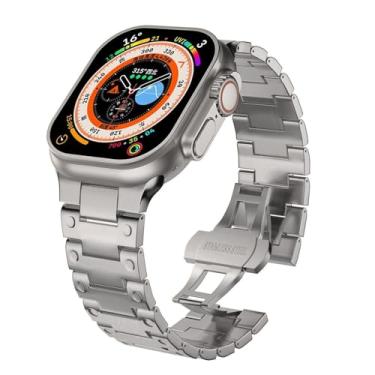Imagem de SUNFWR compatível com Apple Watch pulseira 49 mm, 45 mm, 44 mm, 42 mm, 46 mm, para homens e mulheres, de metal, ajustável, de titânio, pulseira para iWatch com estojo para Apple Watch Séries 10/9/8/7